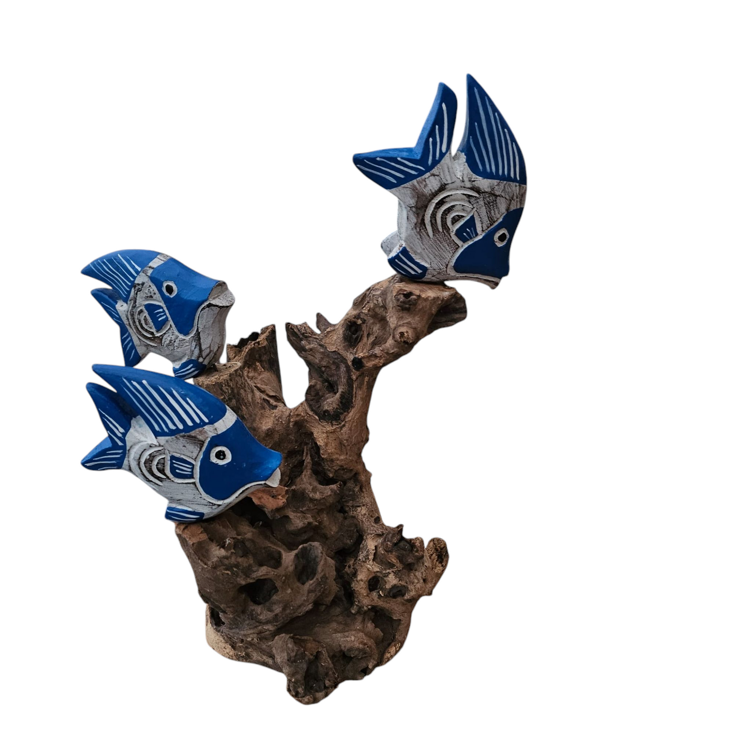 school vissen op houten stam